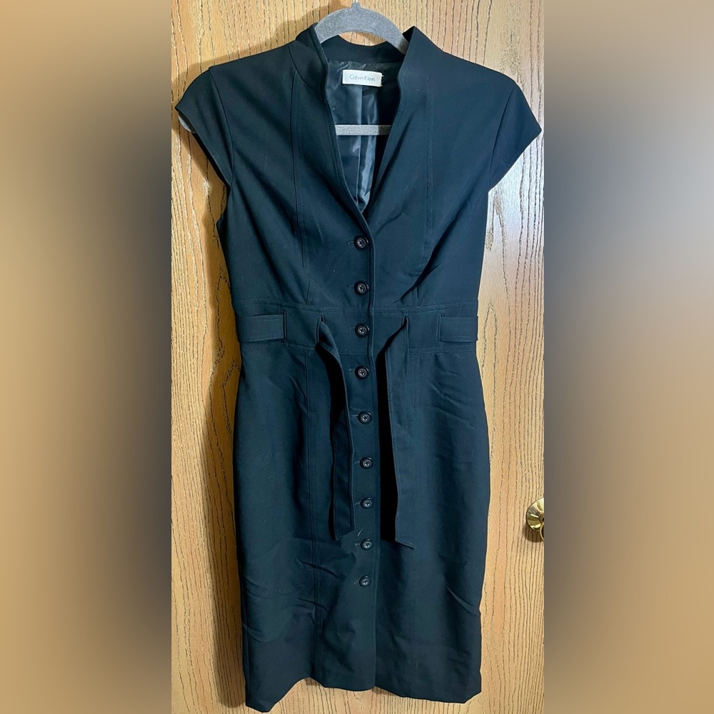 Calvin Klein Black Button-Down Midi Dress